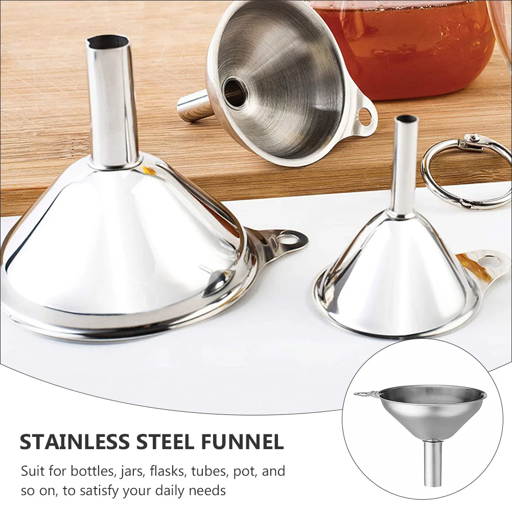 

3Pcs Mini Funnel Set Stainless Steel Kitchen Funnel for Oil Wine Soy Sauce Liquid Transferring Home Use Bottle Filling Tool