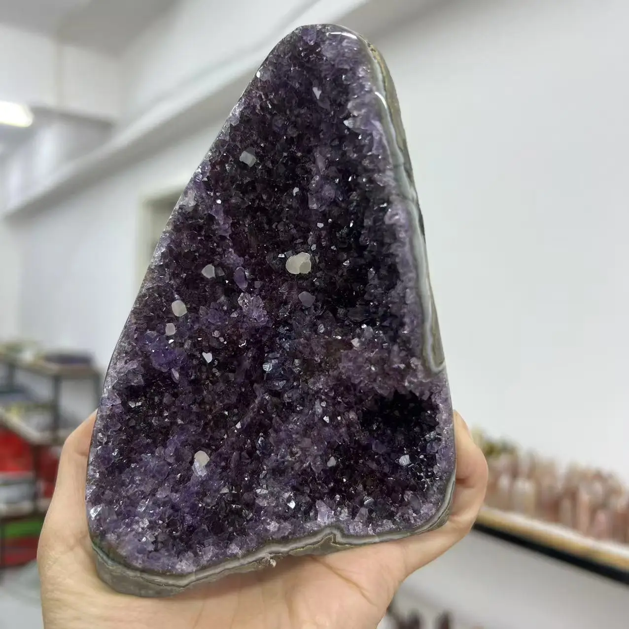 

876g 13cm Natural Uruguay Dream Amethyst Quartz Crystal Cluster stand