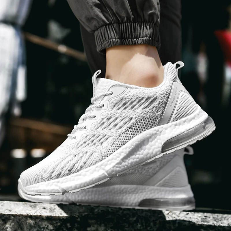 

Высококачественные модные универсальные новые однотонные мужские трендовые дышащие удобные спортивные туфли большого размера с круглым носком