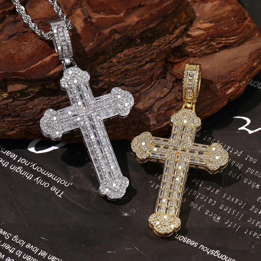

Iced Out Religion Jesus Cross Pendant Necklace For Women Men Fashion Micro Pave Crystal CZ Hip Hop Jewelry For Birthday Gifts