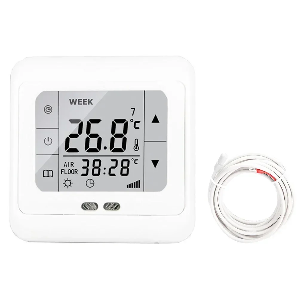 Digital Floor Sensor  Thermostat Touchscreen Underfloor Heating Room Controller  6 Daily Period Programmable Setting