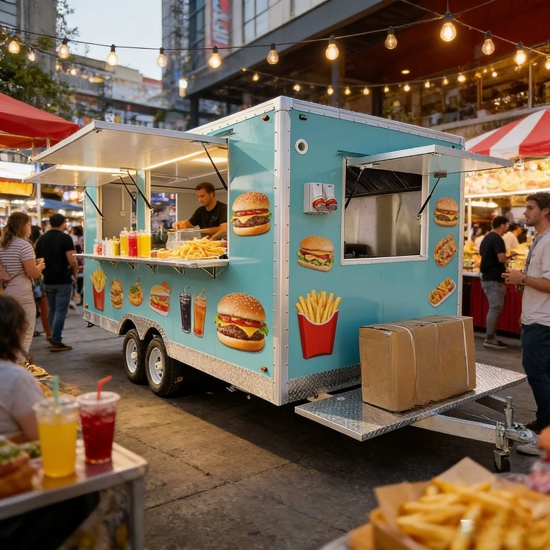 Australia Standard Food Concession Trailer Fully Equipped Fast Food Truck Mobile Catering Trailer Street Vending Cart