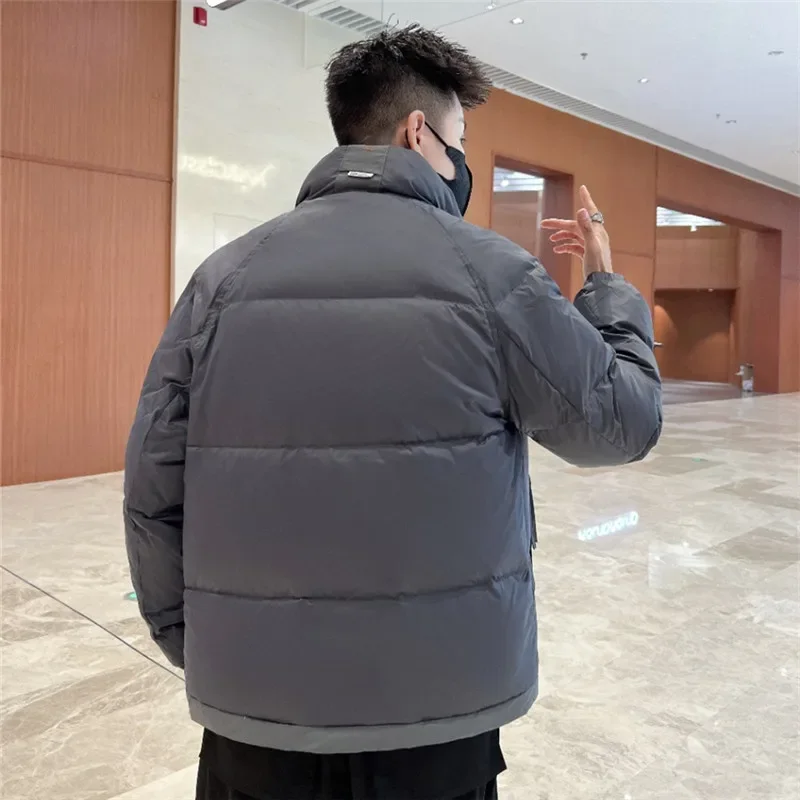 Stand Parkas Men Winter Coats Warm Smart Casual Panelled Handsome Fashion Thickened Ulzzang Personality High Street All-match