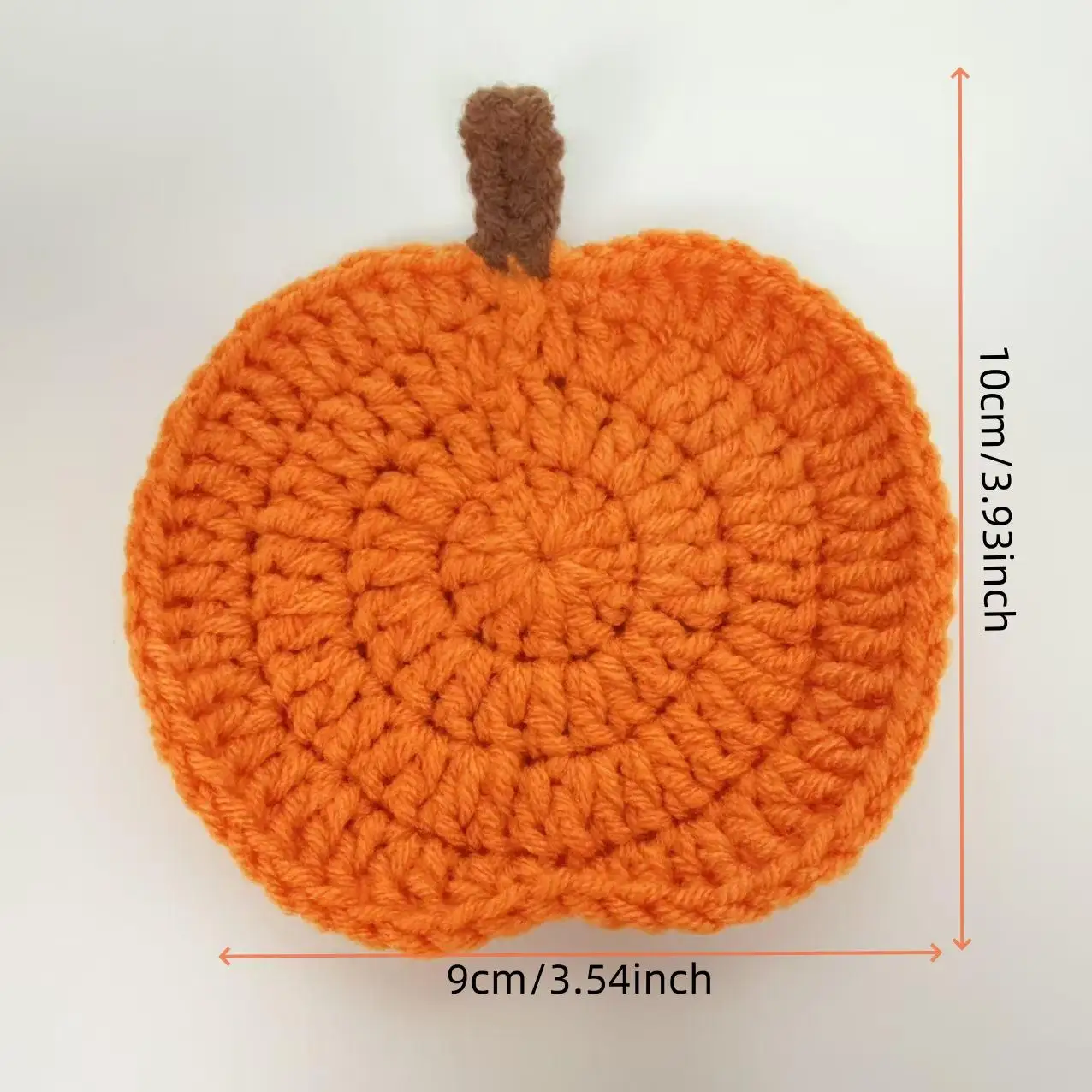 4 Pcs Crochet Thanksgiving Pumpkin Coasters, Knitted Handmade Woven Mat, Autumn Harvest Table Party Decor Gift Set view 2
