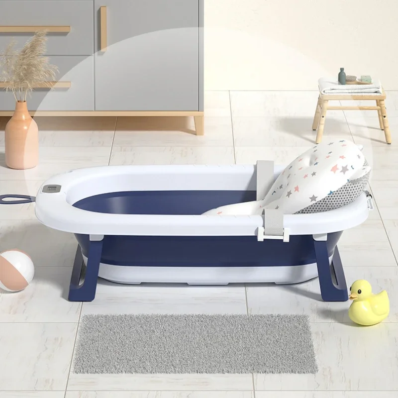 Adjustable Baby Bath Tub with Non-Slip Mat and Detachable Sling Foldable Design Newborn Products Sitting and Lying Bathtub