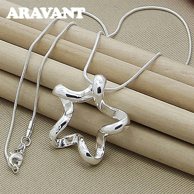 

925 Silver Hollow Star Necklace Chains For Women Wedding Jewelry