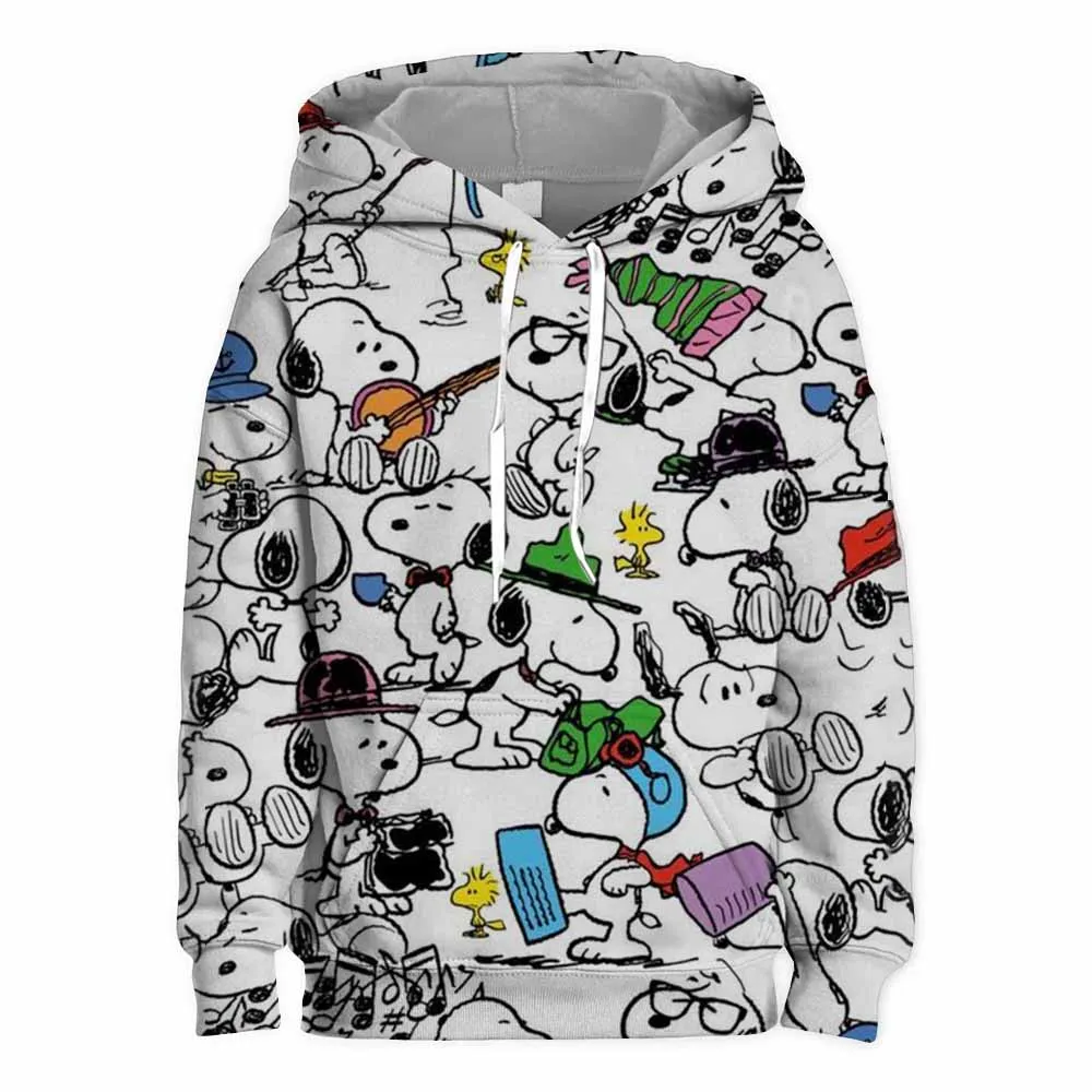 2024 Autumn Winter Men Women Snoopy Hoodie Disney Pullover Kids Casual Hooded Clothing Boys Girls Fashion Trend Coat With Hat