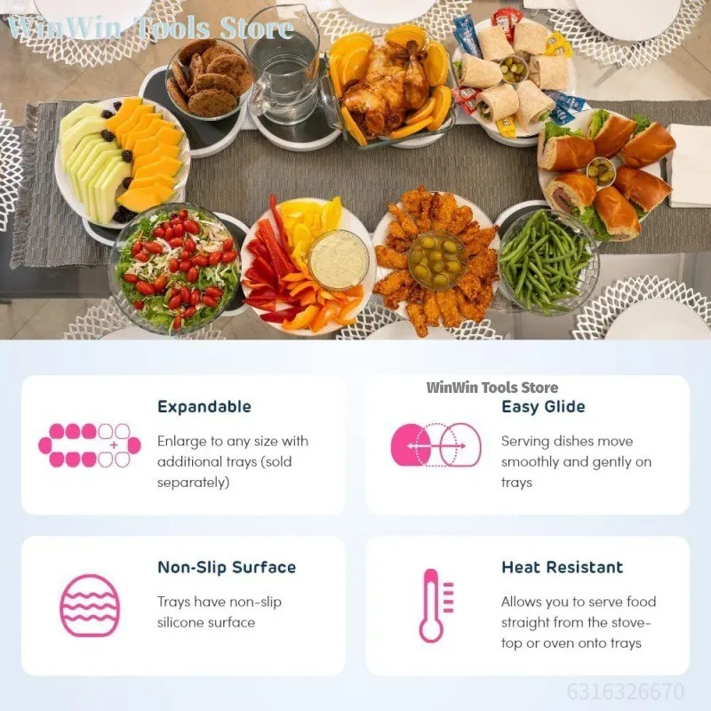 2/4/6/8-صواني The Lazy Susan Revolution صينية دوارة للطعام لوحة محمولة غير قابلة للانزلاق ملحقات أواني الطعام