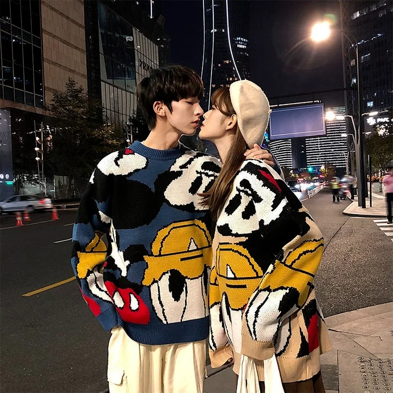 Korobov Japanese Style Cartoon Knit Women Sweaters Korean Sweet O Neck Long Sleeve Pullovers Autumn Harajukju Oversize Jumpers