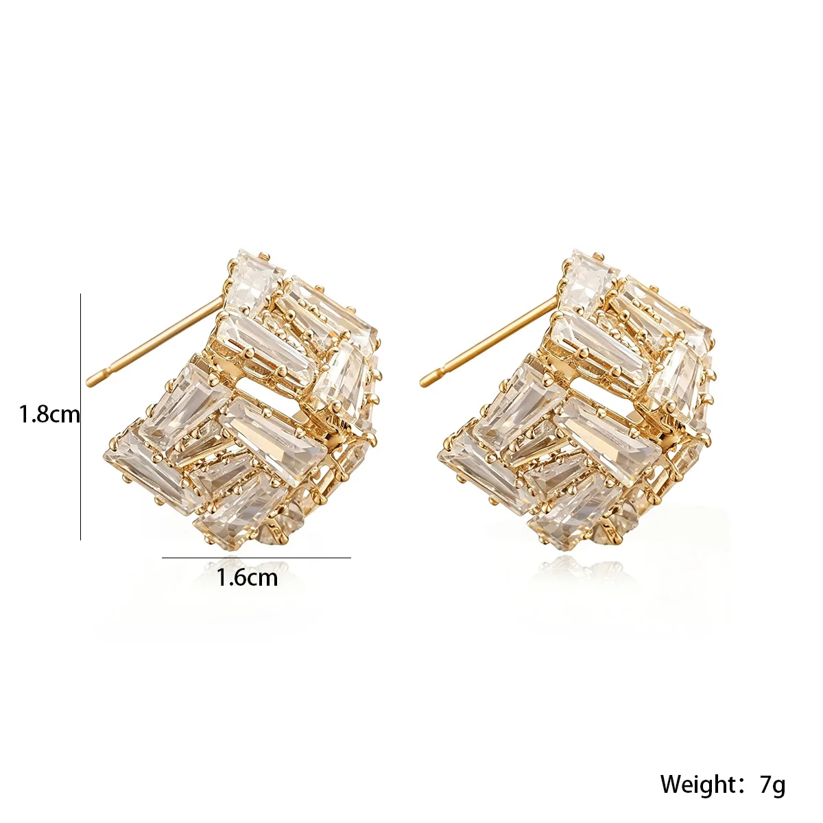 GANPUP Kreative Luxuriöse Geometrische Zirkonia-Ohrstecker für Frauen, Alltagsschmuck, Modisches Neues Ohrpiercing-Schmuckstück, Geschenk für Partys – Detail 1