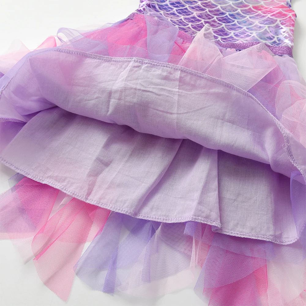 DXTON Sommer Ärmellose Kleider Für Mädchen Unregelmäßige Tüll Kinder Prinzessin Kleid Meerjungfrau Party Prom Kleinkind Kinder Kostüme 3-12Y – Detail 10