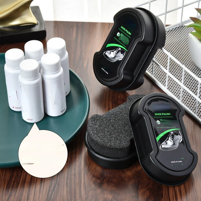 2pcs Quick Polish Double-sided Leather Shoe Brush Polish Brush Shoe Maintenance Brightening Cleaning Duster Sponge Wipe Color