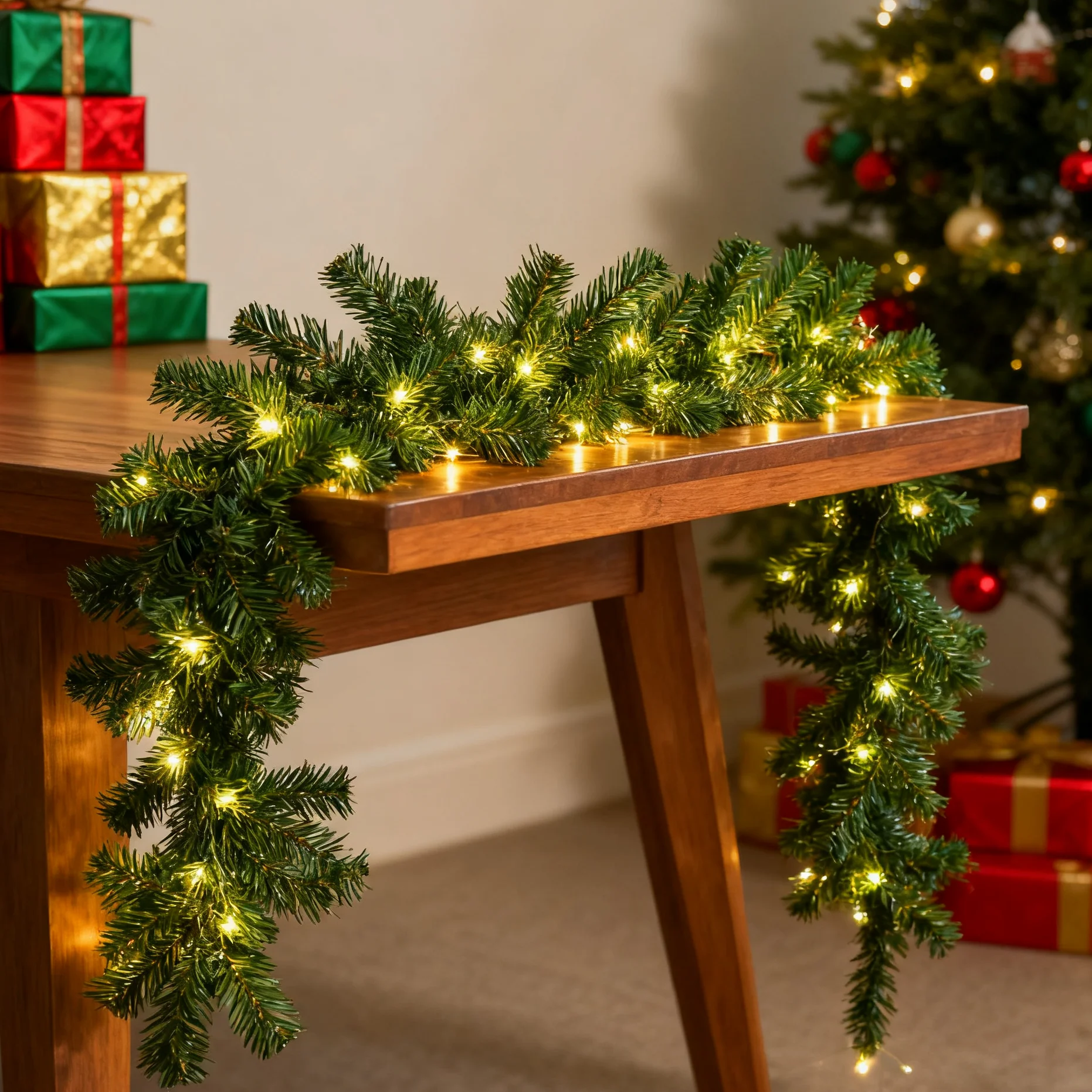 Christmas Pine Leaves Vine Artificial Plants for Christmas Tree Decor LED String Outdoor Garden Home Wedding Arch Party Hanging