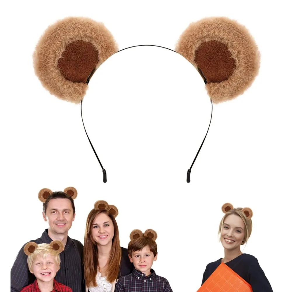 Diadema de Orejas de Oso Pardo, Lindas Orejas de Grizzly Esponjosas, Diadema de Orejas de Animales para Maquillaje, Lavado de Cara, Fiesta, Regalo de Halloween