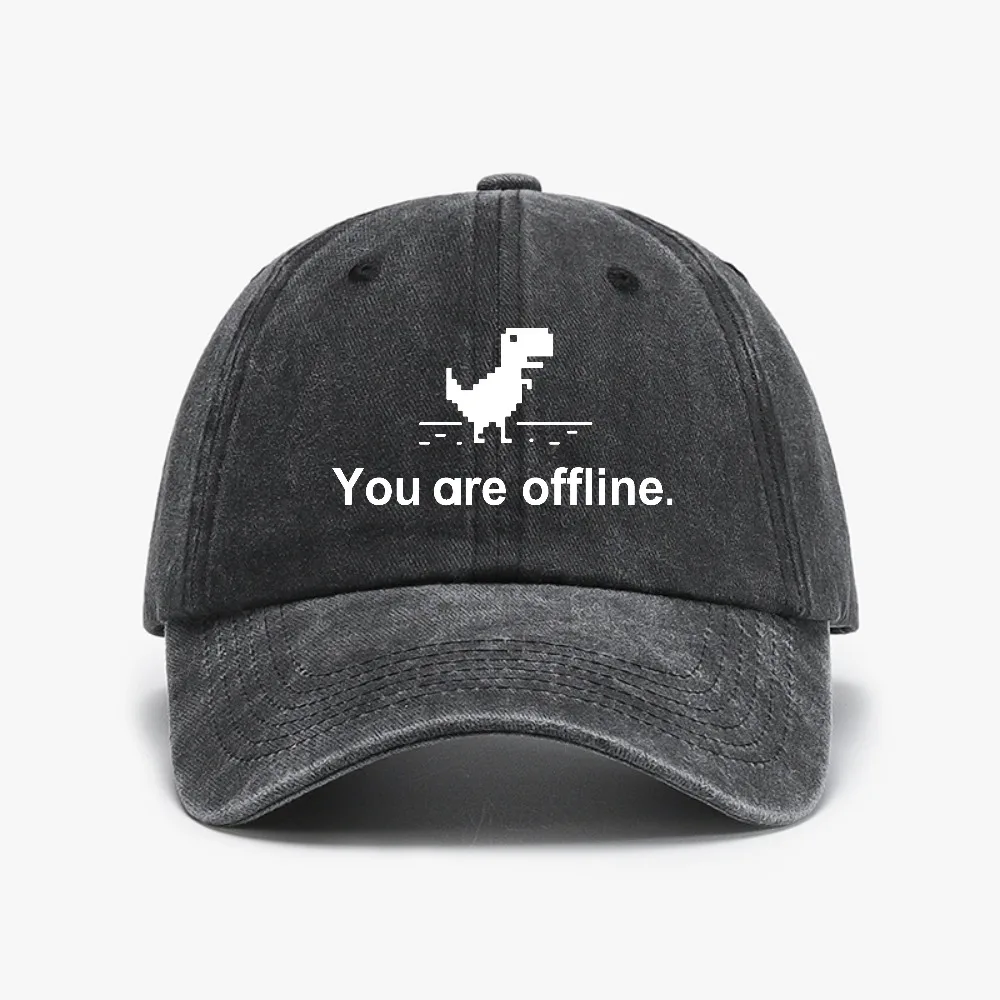 

You Are Offline Funny Low Resolution Pixel Dinosaur Baseball Caps Peaked Cap Computer Cpu Core Sun Shade Hat Men Washed hats