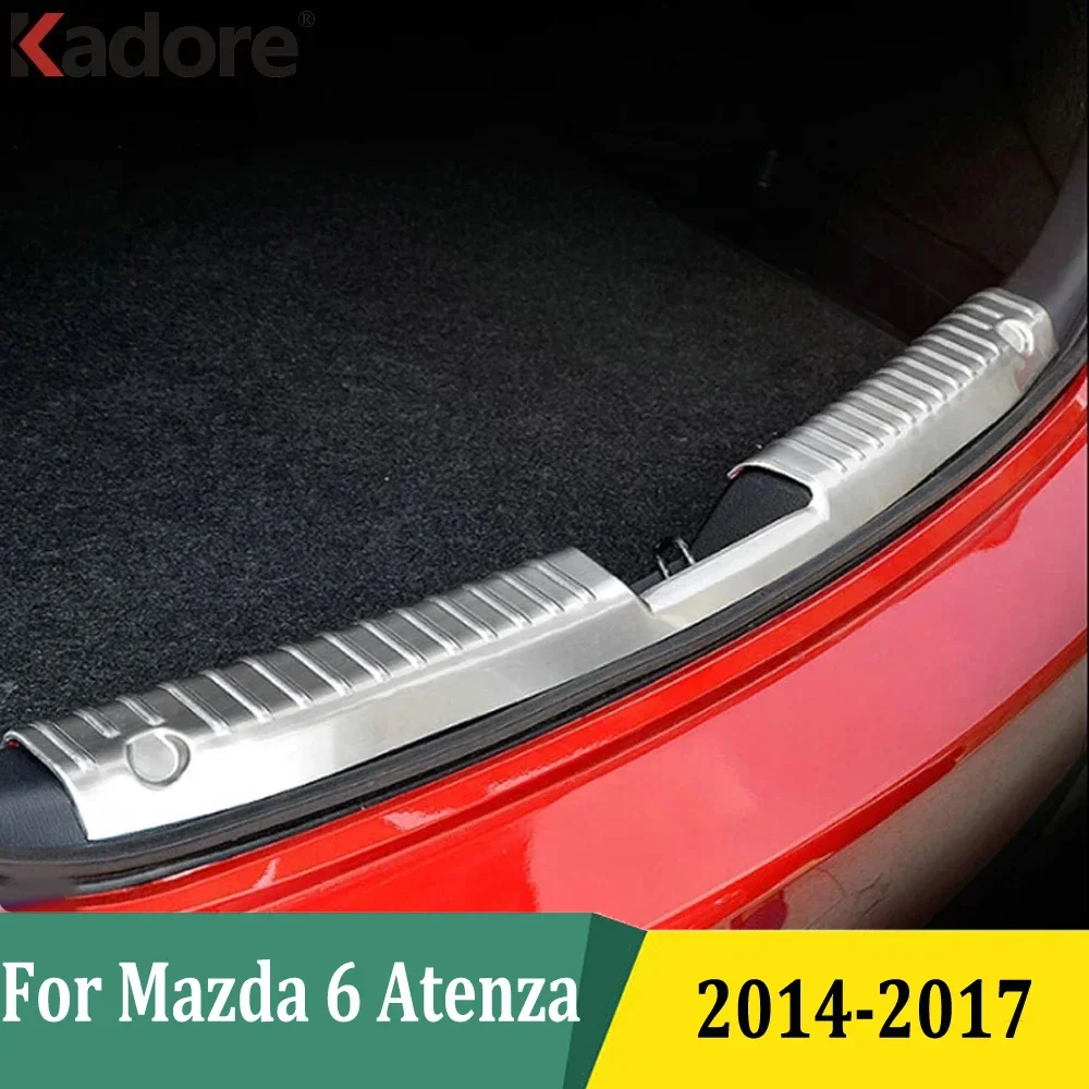 For Mazda 6 M6 Atenza 2014-2017 Inner Rear Bumper Trim Pad Protector Tail Trunk Scuff Plate Cover Car Interior Accessories