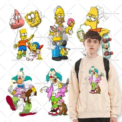 The Simpsons Printed Heat Transfers Vinyl Stickers for Clothes Bart Homer Cartoon T-shirt Design Iron on Patch on Clothing Badge