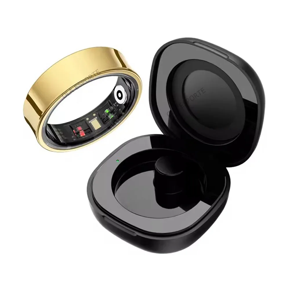 New R09 Smart Ring Men Women with Charging Case,Heart Rate Blood Oxygen,Skin Temperature Monitor,5ATM Waterproof For Android IOS