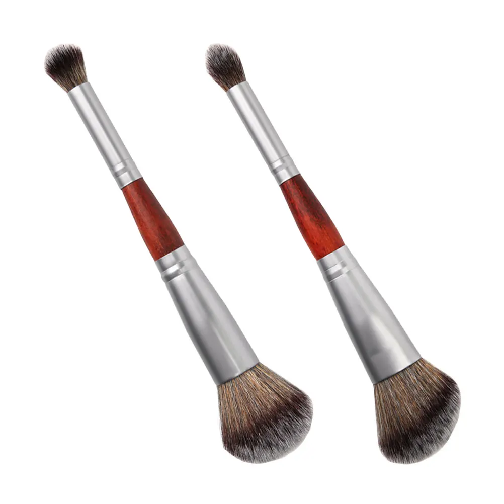 

2pcs Makeup Brush Dual Ended Cosmetics Brush Soft Fiber Bristles No Shedding Compact Lightweight Portable Suitable for Salon
