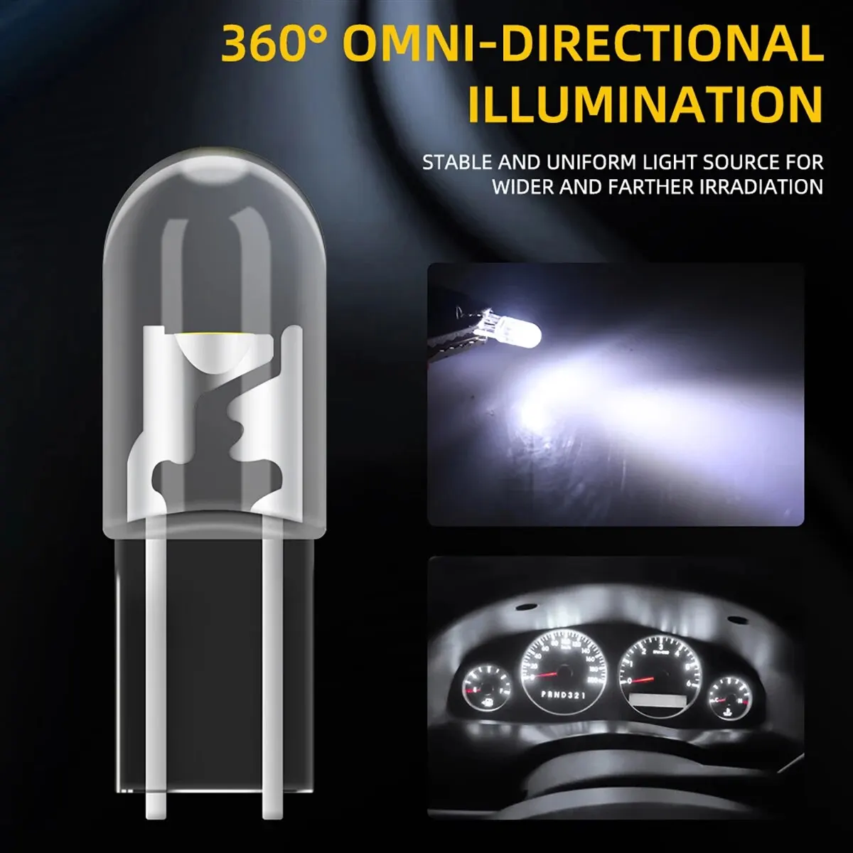 20x T5 W3W COB For Universal Car Led Interior Lights Dashboard Warming Indicator Wedge Auto Instrument Lamp White Green Red Blue