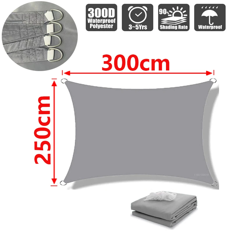 Schaduwzeil voor buiten, 300D polyester waterdichte UV-bestendige luifel, zonneschijnluifel voor terras, automat, achtertuin, tuin, enz.