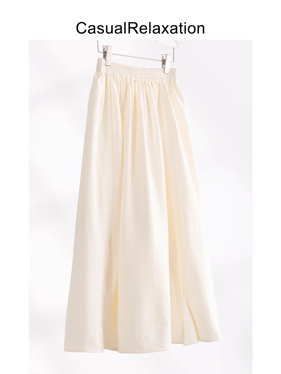 Taille élastique jupe asymétrique femmes Texture douce grande jupe printemps été nouveau Sle décontracté confortable jupe trapèze