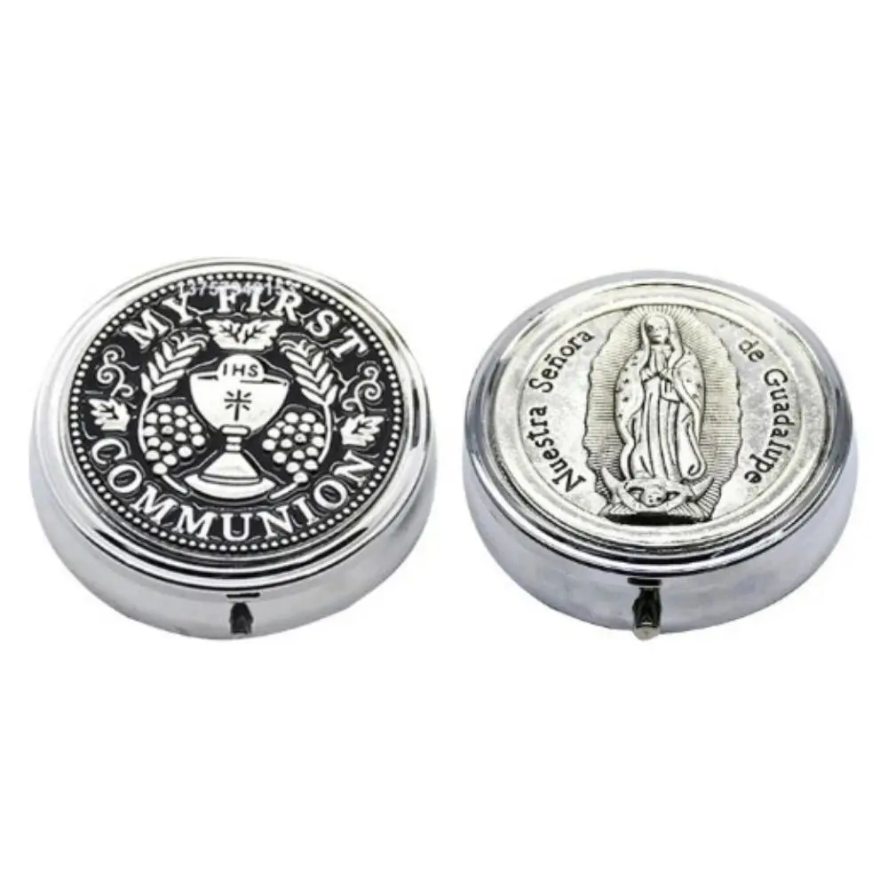 Retro Small Religious Exorcism Box ​ Antique Style Handmade Alloy Storage Box Alloy Craft Jewelry Sealing Container Bedroom