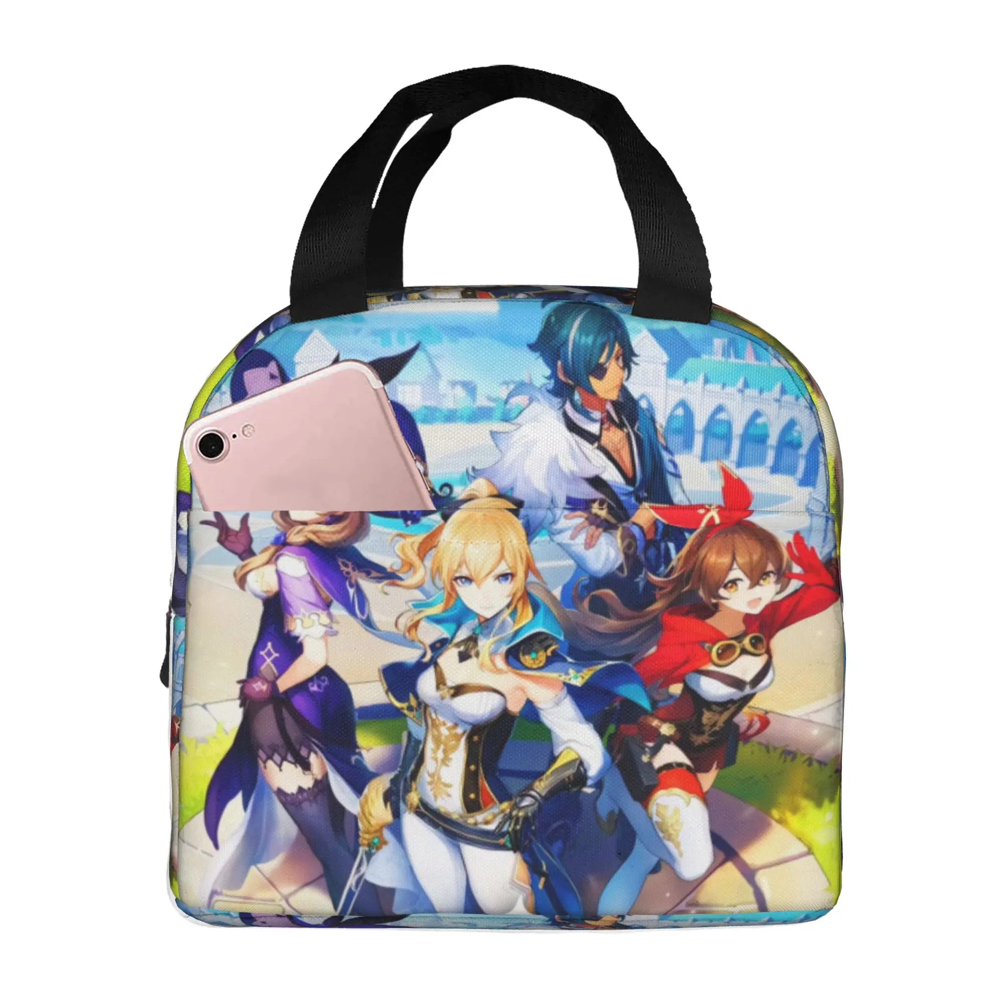 Anime Genshin Impact Lunch Bag Men Women Manga Kawaii  Cooler Warm Insulated Lunch Boxes for Adult Office