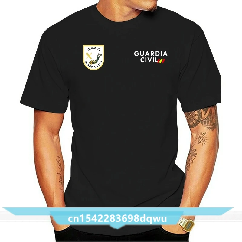 Customer Customization 100% Cotton 3D Print Custom T Shirt Men 2 Patterns Guardia Civil Tshirt Clothing Summer