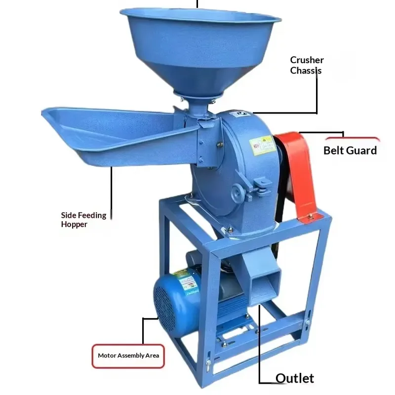 Broyeur Électrique Commercial Agricole pour Céréales (Blé, Maïs) - Concasseur Agricole Efficace 2.2-3.5KW 110V-380V Garantie 1 An Direct Usine