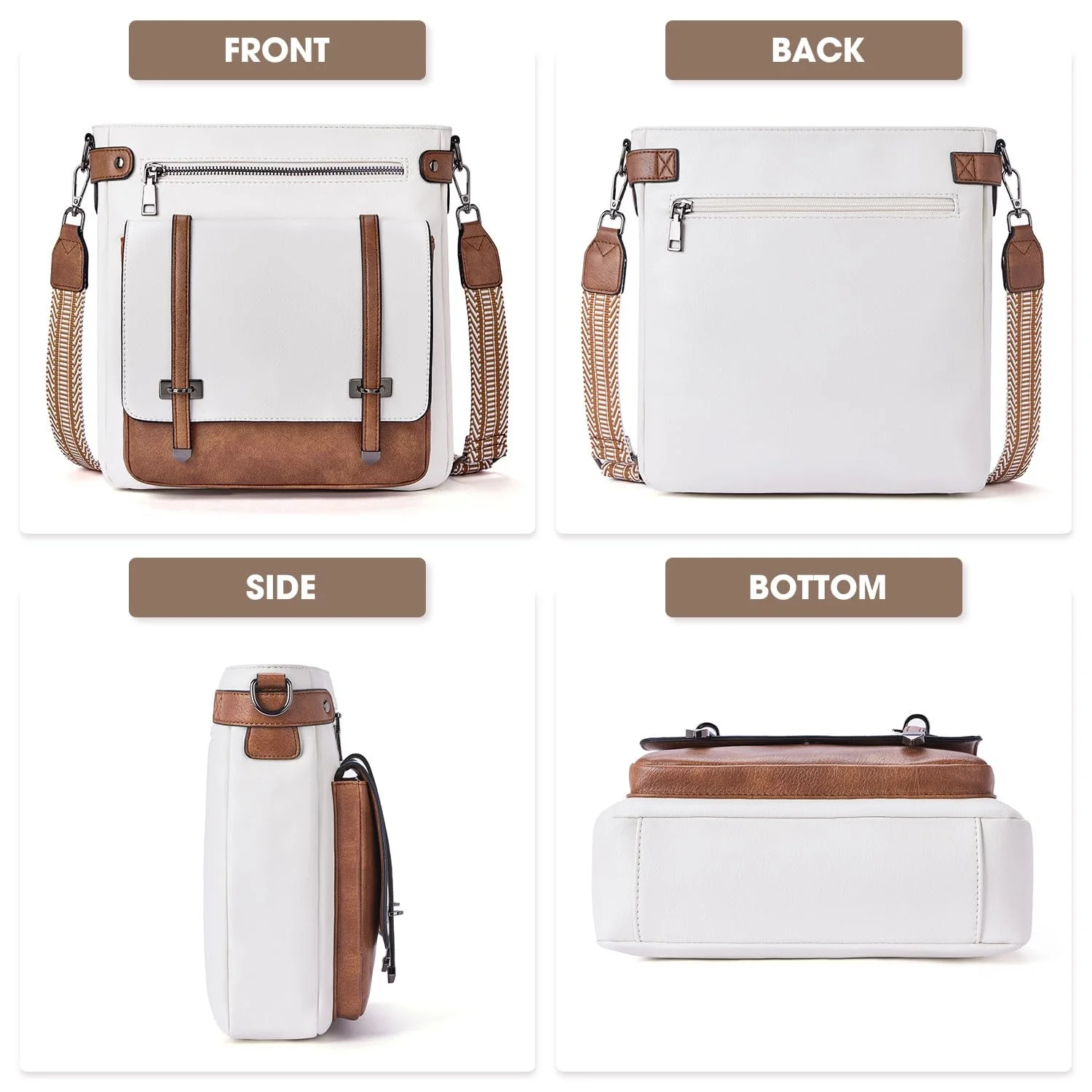 Women's Large Capacity Crossbody Bag, Single Shoulder Crossbody Bag, Messenger Bag, Multi-Pocket Travel Bag, Bohemian Style Shoulder Strap - Faux Leather view 4