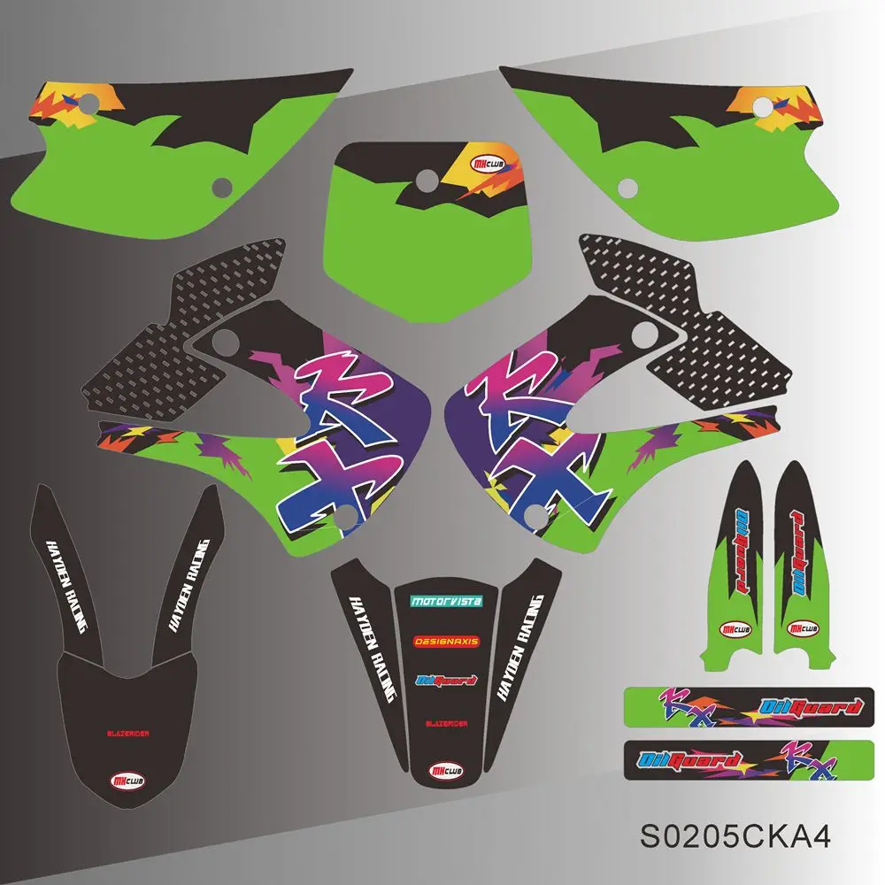 For KAWASAKI KX 85 KX85 KX100 KX 100 2001-2013 Full Graphics Decals Stickers Motorcycle Background Custom Number Name