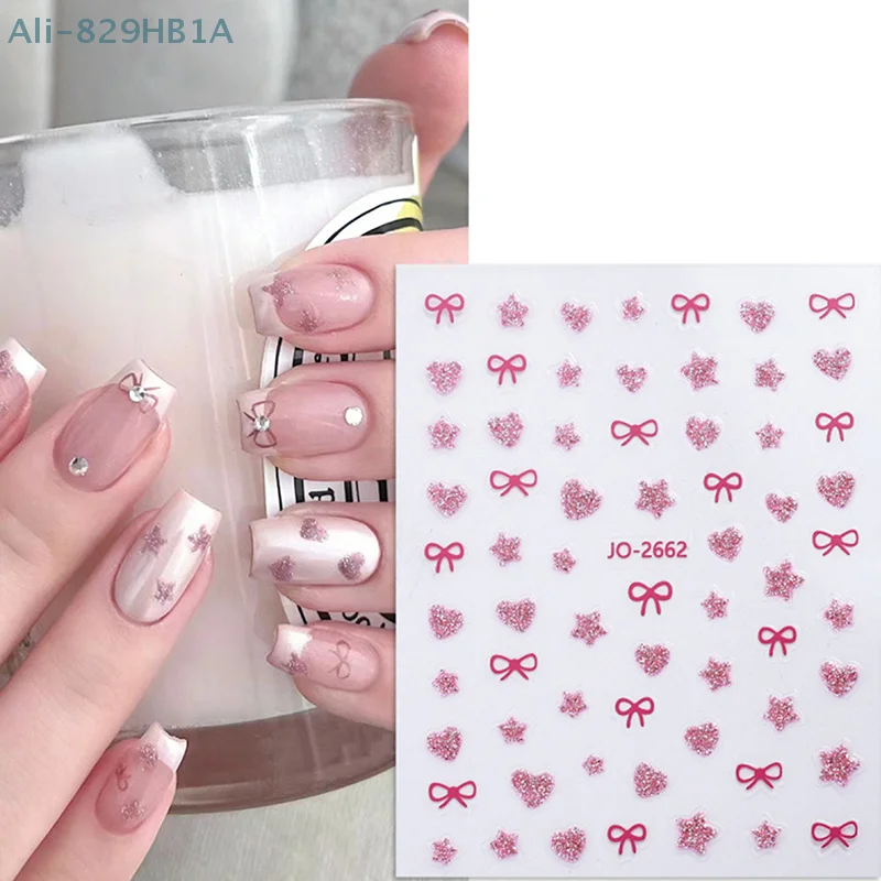 Fine Sparkle Pentagram Love Butterfly Nail Art Stickers Self-adhesive Ail Tips Guides For Diy Decoration Stencil Tools Decal