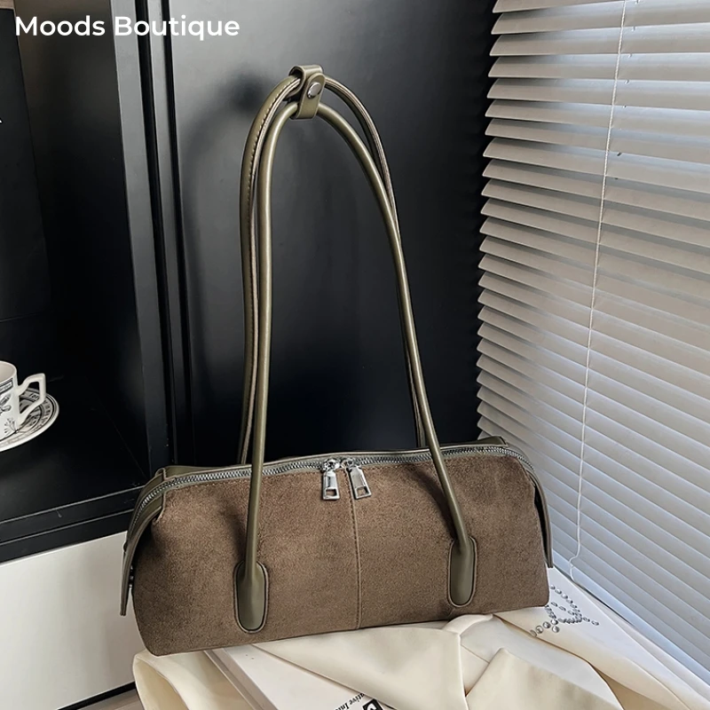 

MOODS Retro Underarm Shoulder Bags For Women PU Suede Pure Color Commute Satchel Bag 2025 Winter Latest Luxury Designer Handbags