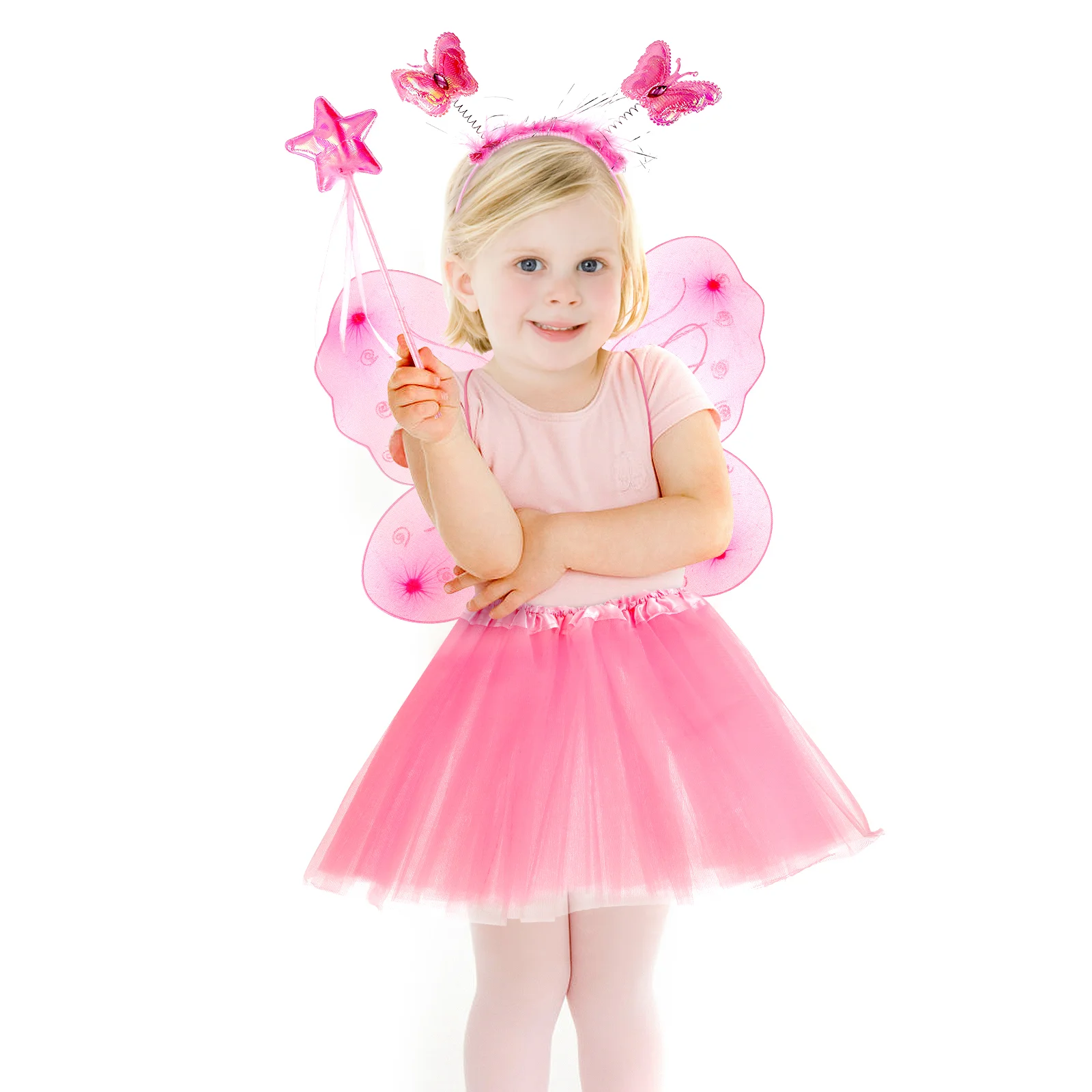 Girl Butterfly Wings Four Piece Set Halloween Costumes Gauze Short Dress Travel