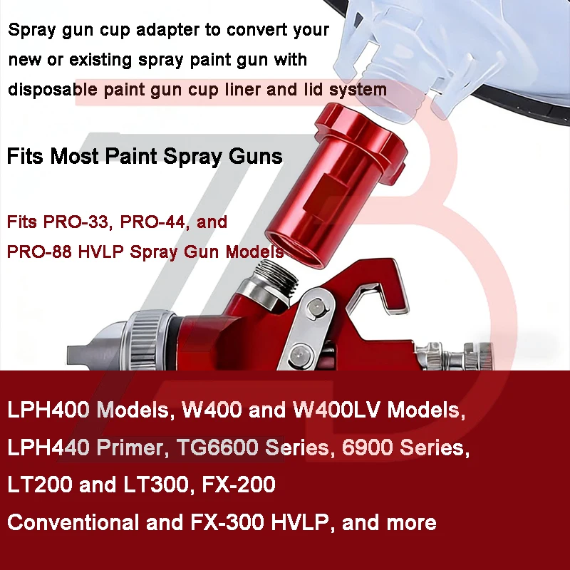 Spray Gun Cup Adapter, Disposable Paint Cup Liner System Converter, Fits Most HVLP & Conventional Spray Guns