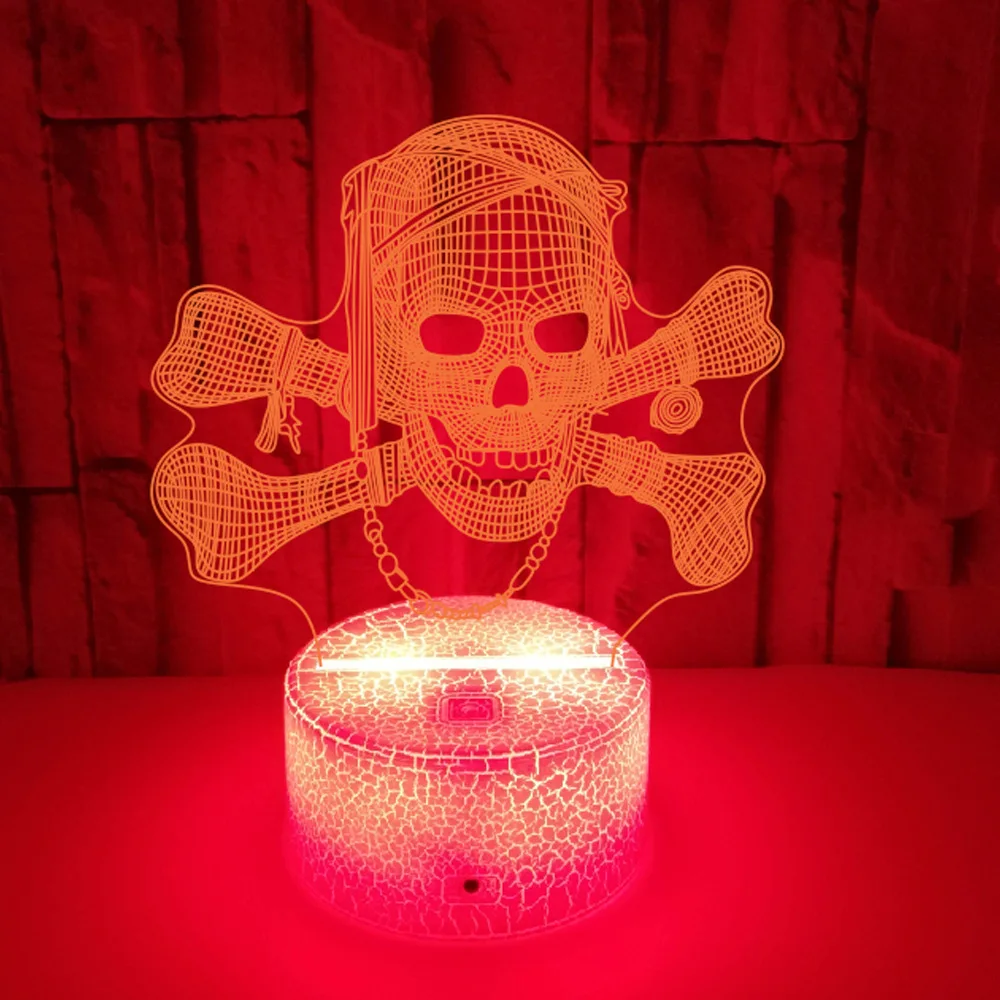 Nighdn Skull Night Light Bar KTV Decoration LED 3D Illusion Lamp Color Changing Atmosphere Lights Halloween Gift for Boys Men