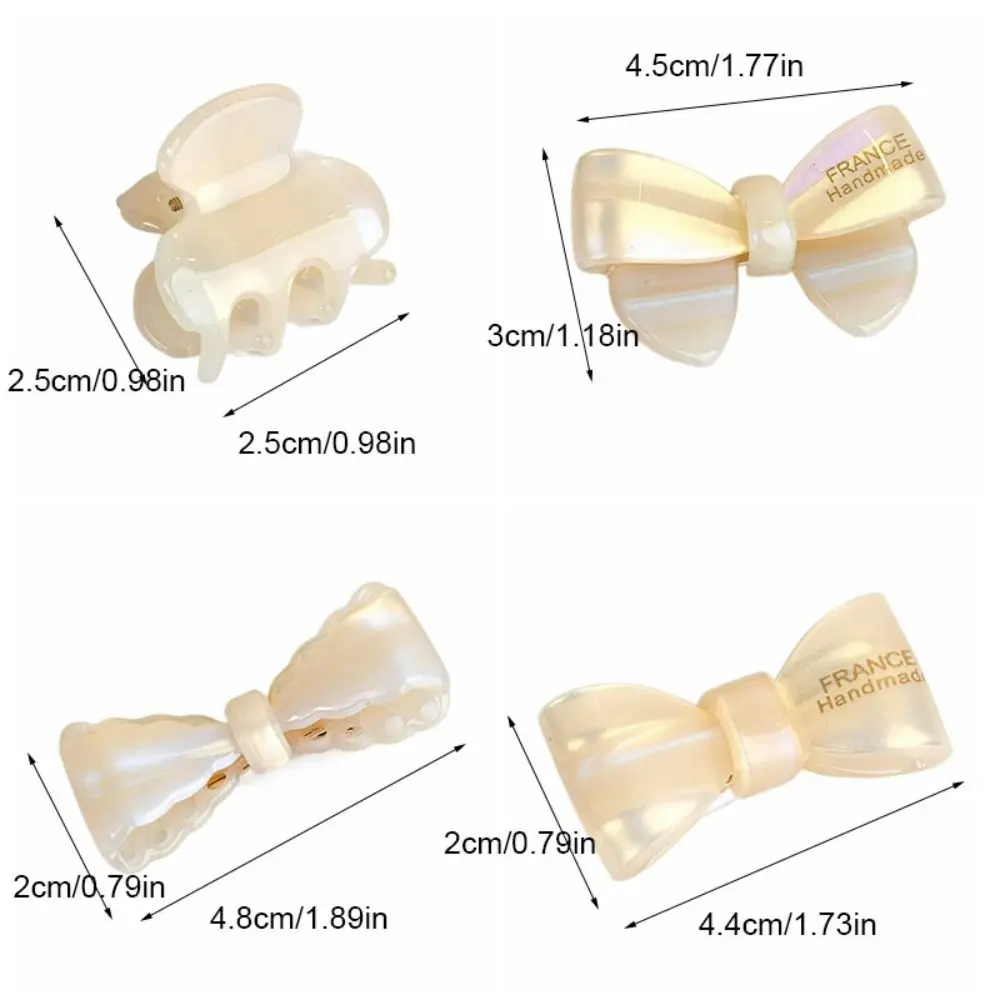 Korean Jelly Color Bow Hair Clip Mini Hair Claw Acetic Acid Bow Side Clip Barrettes Cute Top Clip Hair Accessories