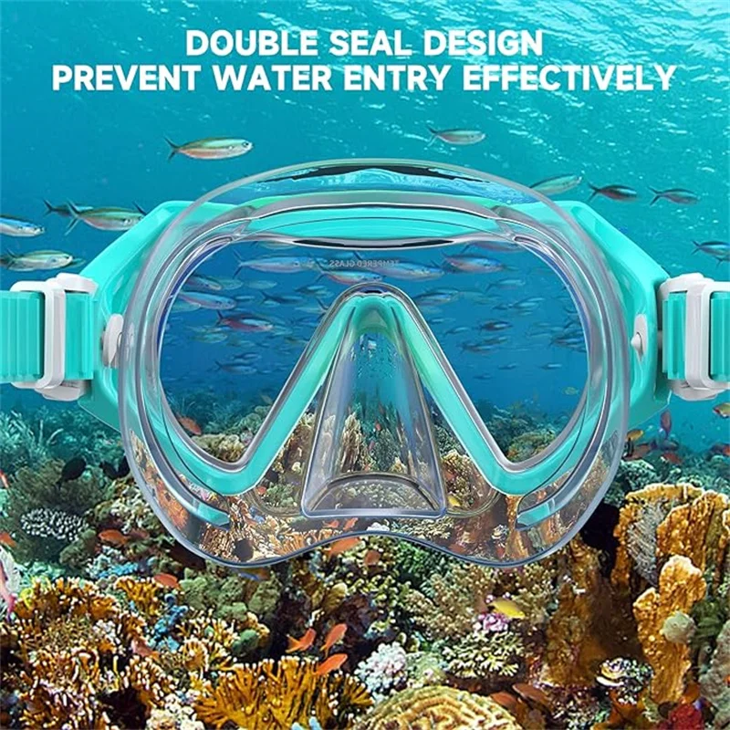 Kids Goggles Snorkel Set with Nose Cover Anti-Fog Diving Mask Swimming Equipment Tempered Glass 180° Age 3-10 Youth Boys Girls