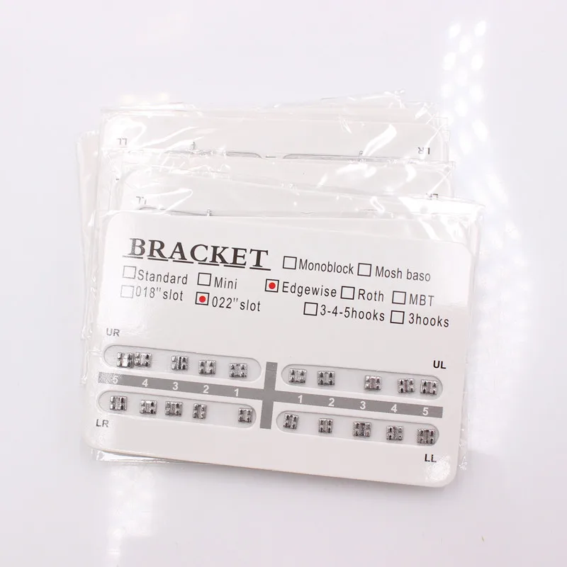 20Pcs/Pack Dental Orthodontics Bracket Edgewise Metal Brackets Braces Upper And Lower Ultra Thin 3 Hook 022\