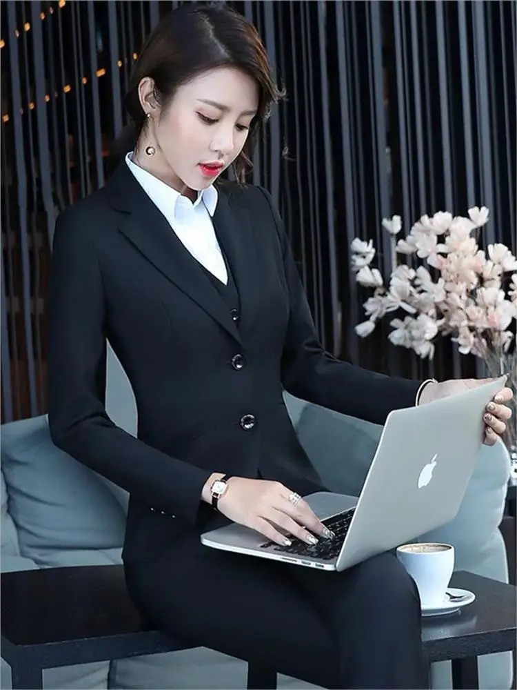 Terno feminino Faionable Jaet para trabalho ort Sle Long Sve Cleanfit Design Profional Office Wear Outono Commute