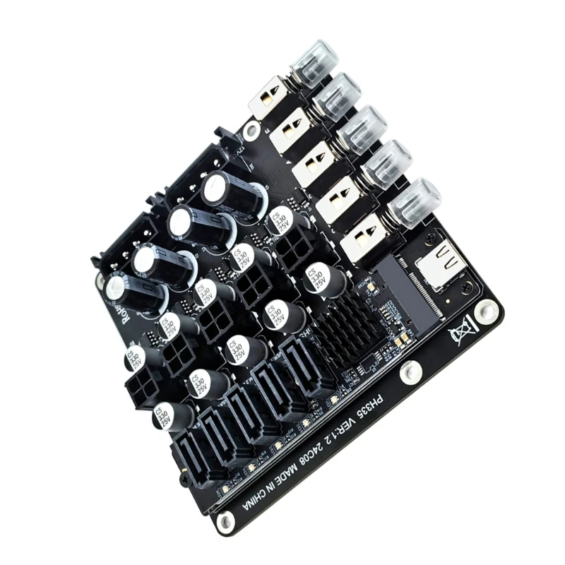 2x 4Pin to 4Pin 5/12V Power Distribution Switching with Hard Disk Drive Slots for Efficient Systems Management Module Adapter