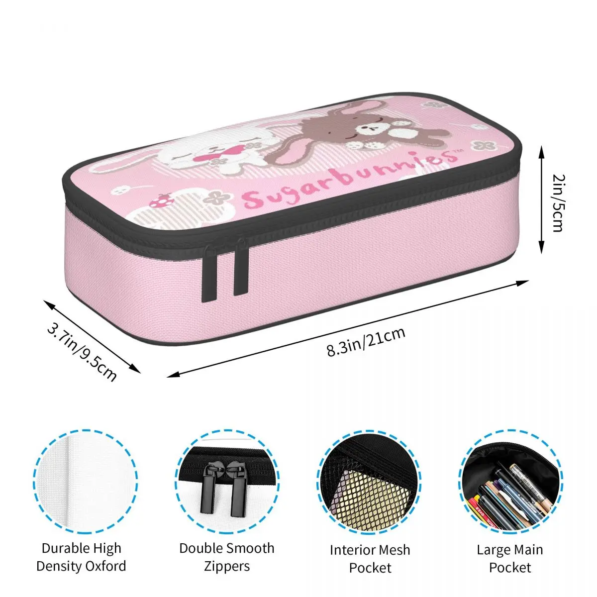 Imagem -02 - Sugarbunnies Lápis Cases Grande Armazenamento Pen Bags Pen Box Lápis Pouch para Meninos e Meninas Estudantes Papelaria Escola e Escritório