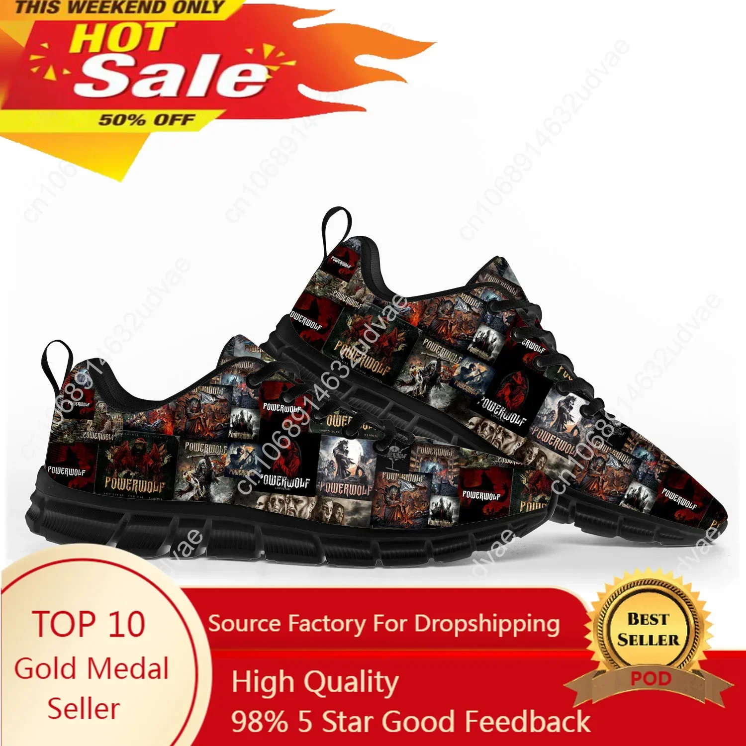 

Power Metal Powerwolf Rock Band Sports Shoes Mens Womens Teenager Kids Children Sneakers Custom High Quality Couple Shoes Black