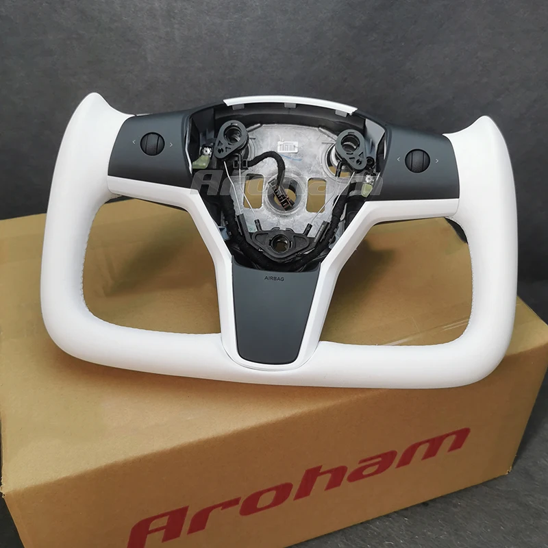 

Белое рулевое колесо Yoke Racing для Tesla Model 3 2017 2018 2019 2020 2021 Model Y