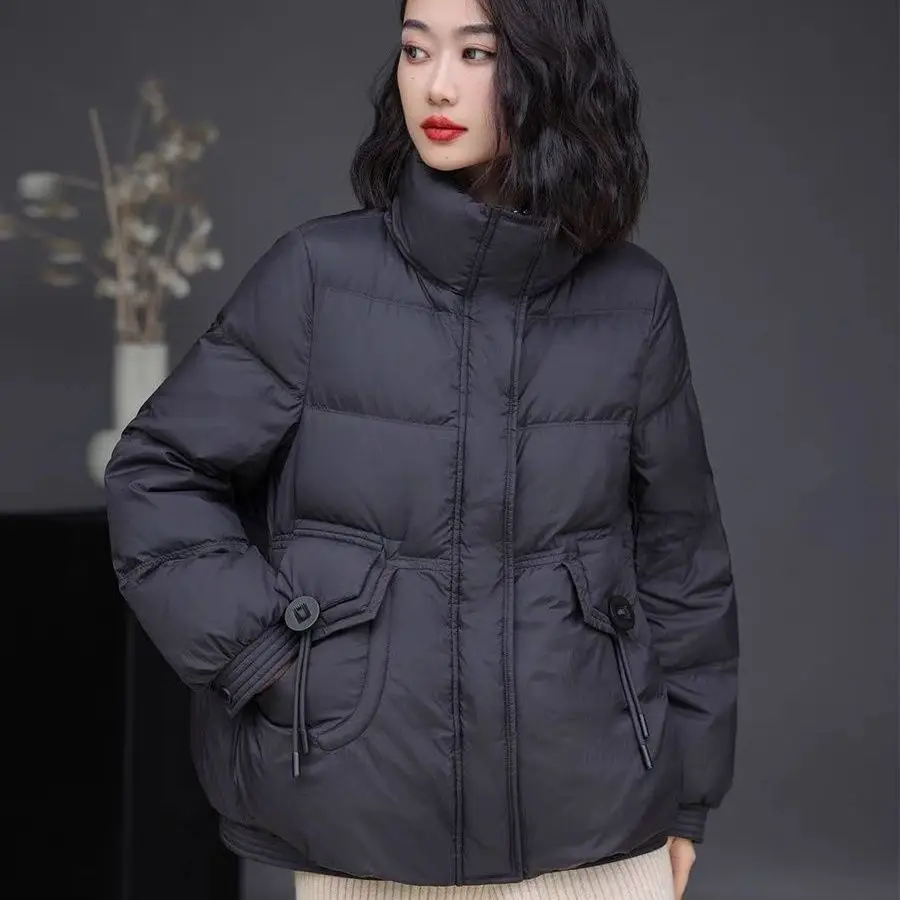 Fall Winter Korean Version High-end Down Jacket  Women Short Lapel Literary Temperament Loose Small Warm Lightweight Down Jacket