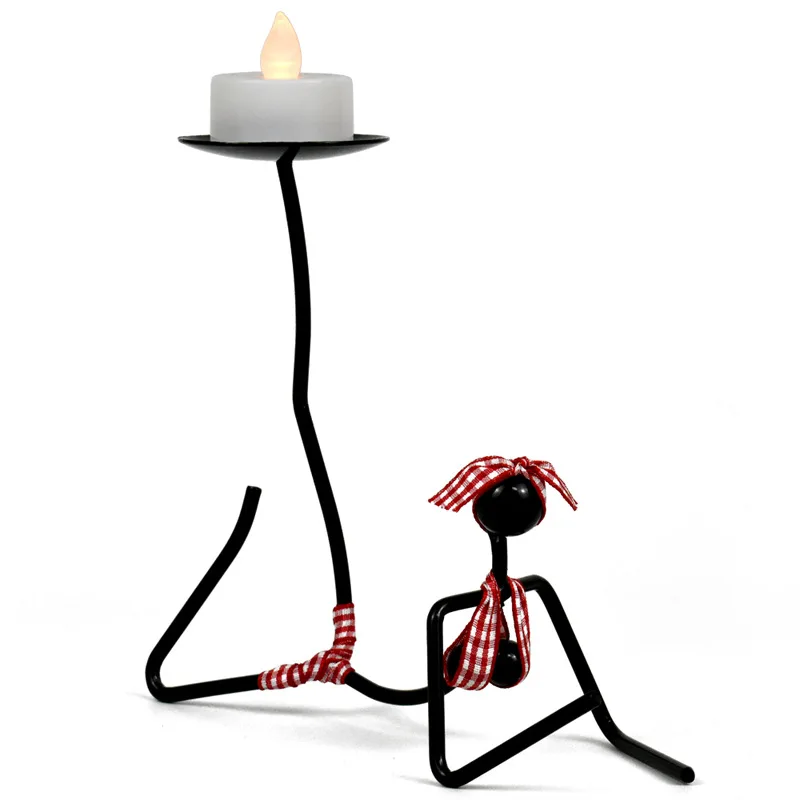 Bikini Girl Black Metal Candle Holders Yoga Woman Candlestick Decorative Table Candle Stand for Events,Parties,Christmas