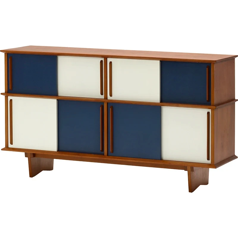 

Nordic/medieval retro classic design color matching sliding door solid wood storage side cabinet dining side cabinet
