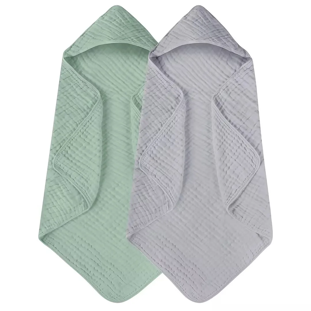 Hooded Baby Towels for Newborn 2 Pack 100% Muslin Cotton Baby Bath Towel with Hood for Babies, Infant, Toddler and Kids, Large 3