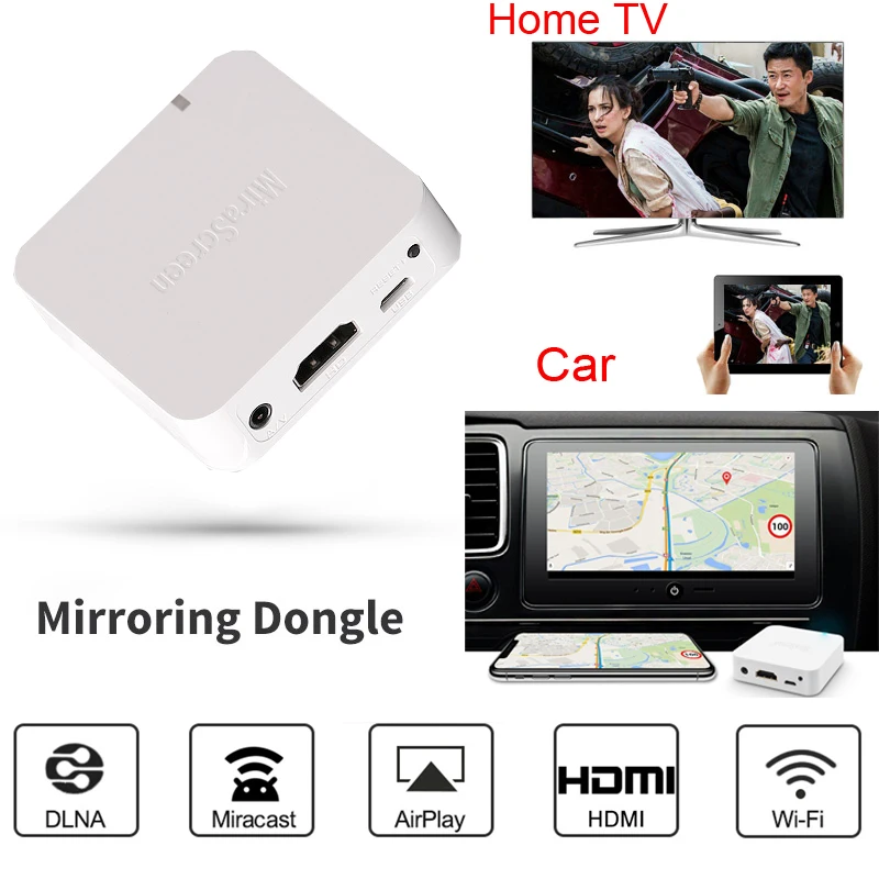 جهاز عرض واي فاي لاسلكي Dongle ، AV ، HDTV ، صندوق مرآة ، Android ، IOS ، تلفزيون هاتف إلى سيارة ، محول فيديو ، Miracast DLNA ، بث ، مرآة الشاشة